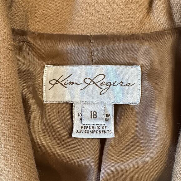 VTG Kim Rogers 100% Wool Blazer & Shorts Set Camel Coat Jacket Womens Plus Sz 18 - Picture 3 of 16